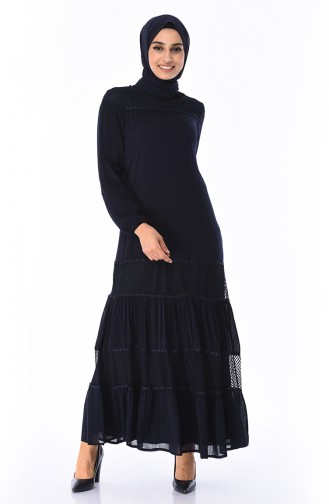 Navy Blue Hijab Dress 7Y3731702-01