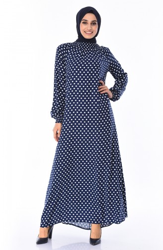 Navy Blue Hijab Dress 0079-04