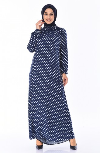 Navy Blue Hijab Dress 0079-04