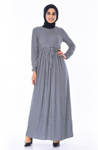 Navy Blue Hijab Dress 4791E-02