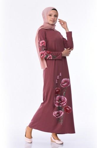 Beige-Rose Hijab Kleider 5027-01