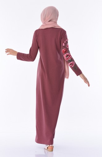 Beige-Rose Hijab Kleider 5027-01