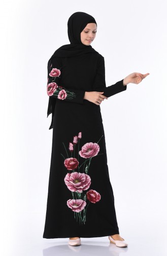Black Hijab Dress 5027-04