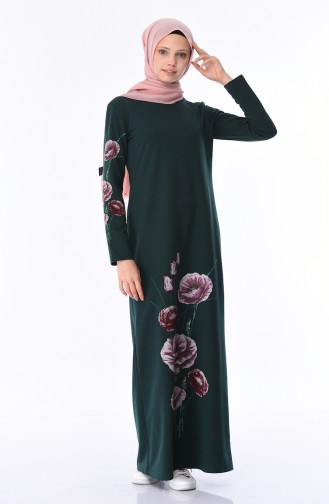Smaragdgrün Hijab Kleider 5027-06