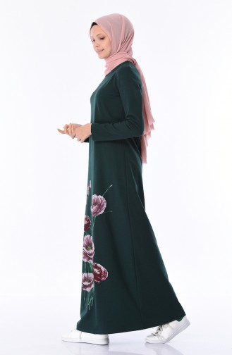 Smaragdgrün Hijab Kleider 5027-06