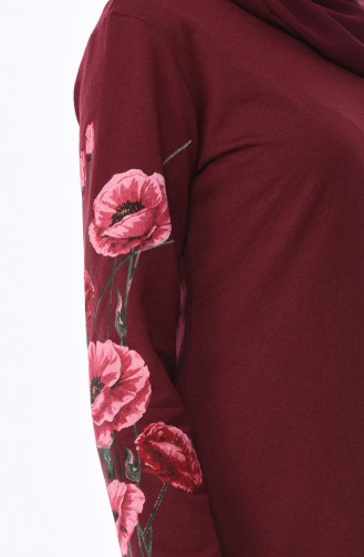 Claret Red Hijab Dress 5027-08