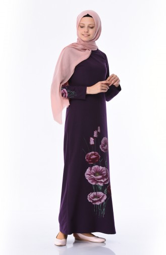 Lila Hijab Kleider 5027-11
