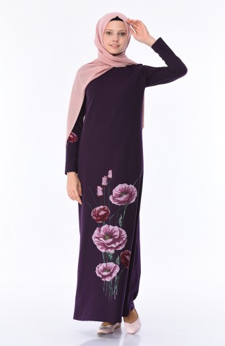Purple Hijab Dress 5027-11