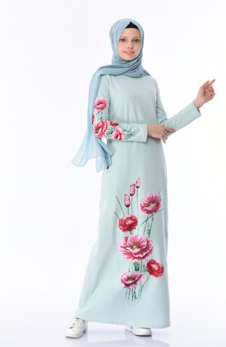 Grün Hijab Kleider 5027-12