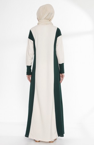 Robe Garnie 2941-15 Ecru Vert emeraude 2941-15