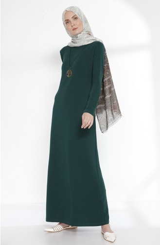 توبانور فستان مُحاك بتصميم مُزين بقلادة 2779-07 لون أخضر زمردي 2779-07