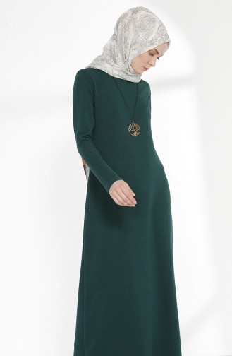 TUBANUR Necklace Two Yarn Dress 2779-07 Emerald Green 2779-07