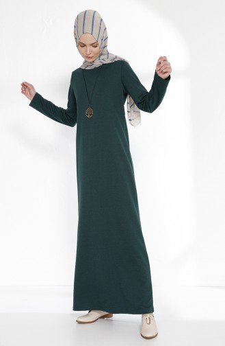 توبانور فستان مُحاك بتصميم مُزين بقلادة 2779-15 لون أخضر زمردي داكن 2779-15