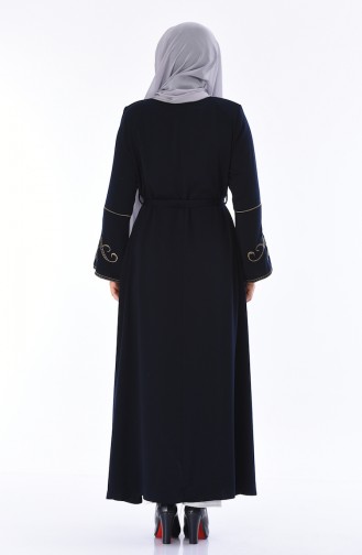 Grosse Grösse Besticktes Abaya  5934-02 Dunkelblau 5934-02