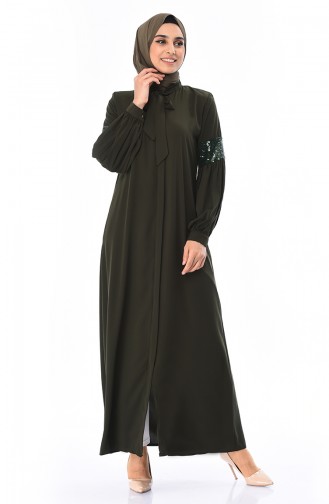 Abaya Manches Ballon 8350-01 Khaki 8350-01