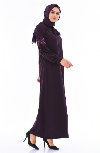 Abaya Manches Ballon 8350-02 Pourpre 8350-02