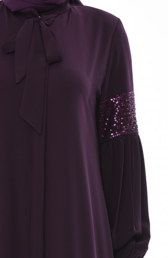 Abaya Manches Ballon 8350-02 Pourpre 8350-02