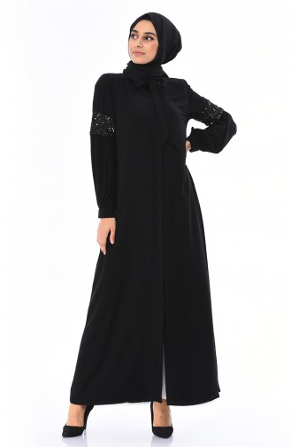 Abaya Manches Ballon 8350-03 Noir 8350-03