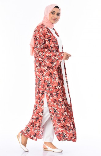 Gemusterter Kimono 2038-01 Ziegelrot 2038-01