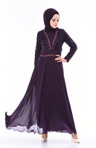 Purple Hijab Evening Dress 52759-07