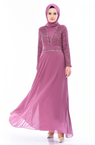 Robe de Soirée Détail Paillettes 52759-01 Rose Pâle 52759-01