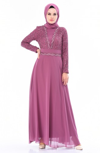 Robe de Soirée Détail Paillettes 52759-01 Rose Pâle 52759-01