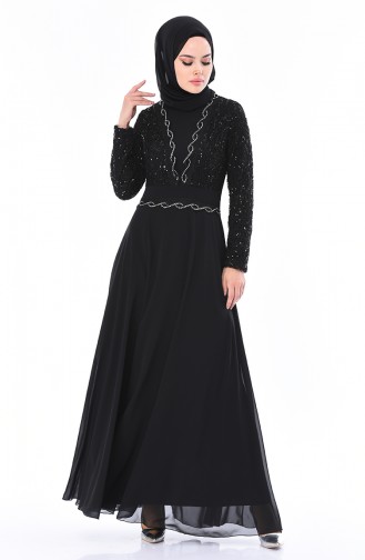 Black Hijab Evening Dress 52759-02