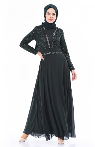 Emerald Green Hijab Evening Dress 52759-04
