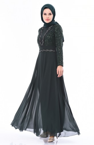 Emerald Green Hijab Evening Dress 52759-04
