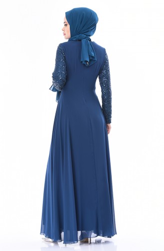 Petrol Hijab Evening Dress 52759-06