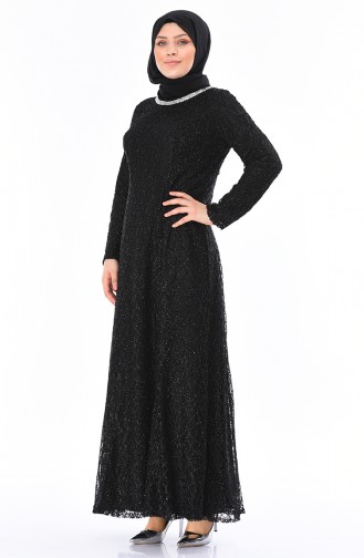 Black Hijab Evening Dress 2230-01