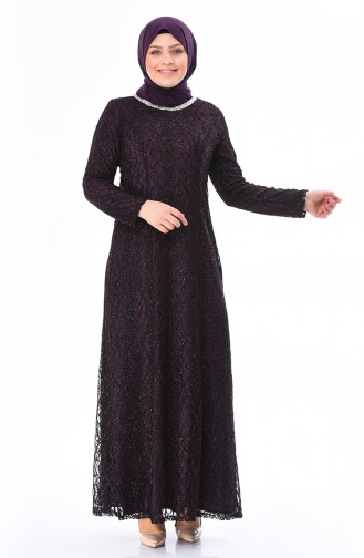 Purple Hijab Evening Dress 2055-02