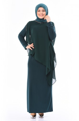 Emerald Green Hijab Evening Dress 4007-06