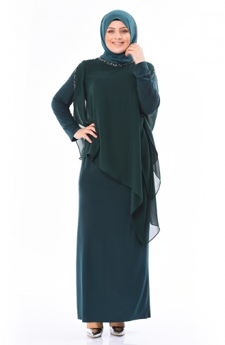 Plus Size Stone Evening Dress 4007-06 Emerald Green 4007-06