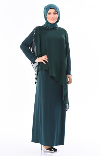 Emerald Green Hijab Evening Dress 4007-06