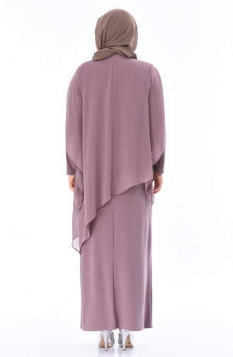 Dark Mink Hijab Evening Dress 4007-07