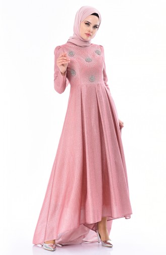 Dusty Rose Hijab Evening Dress 5008-01
