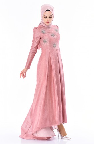 Dusty Rose Hijab Evening Dress 5008-01