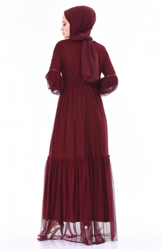 Robe de Soirée Froncée 5013-01 Bordeaux 5013-01