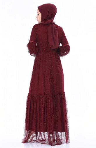 Claret Red Hijab Evening Dress 5013-01