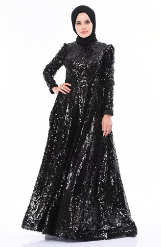 Pailletten Abendkleid  5014-01 Schwarz 5014-01