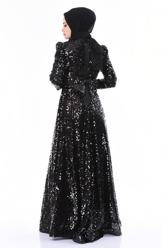 Black Hijab Evening Dress 5014-01