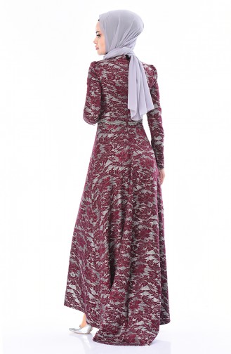 Plum Hijab Evening Dress 5060-01