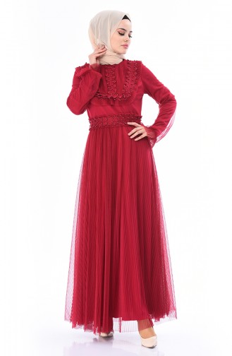 Spitzen Detailliertes Abendkleid 5142-03 Zwetschge 5142-03