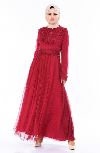 Spitzen Detailliertes Abendkleid 5142-03 Zwetschge 5142-03