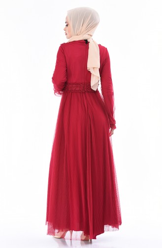 Plum Hijab Evening Dress 5142-03