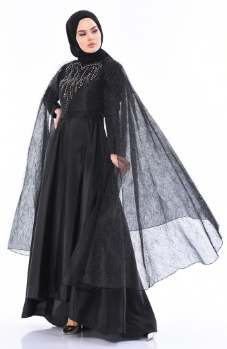 Black Hijab Evening Dress 5149-01