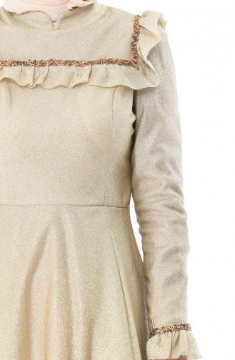 Gold Hijab Evening Dress 7013-01