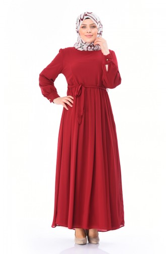 Claret red İslamitische Jurk 7263-01