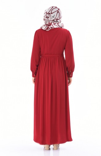 Claret Red Hijab Dress 7263-01
